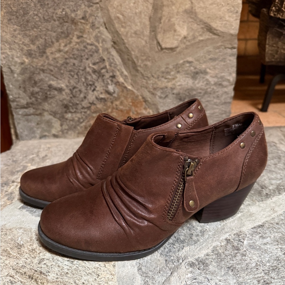 BareTraps Brown Ankle Booties with Zipper Detail